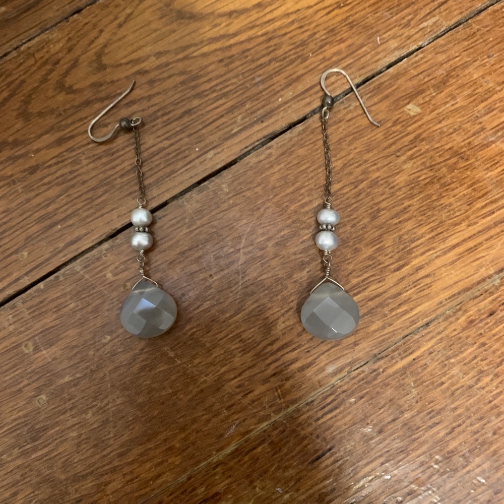 Dangling Stone & Pearl Earrings